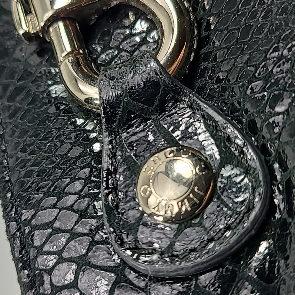Jimmy Choo clutch in black printed leather and gold hardware and accents - Picture 3 of 8